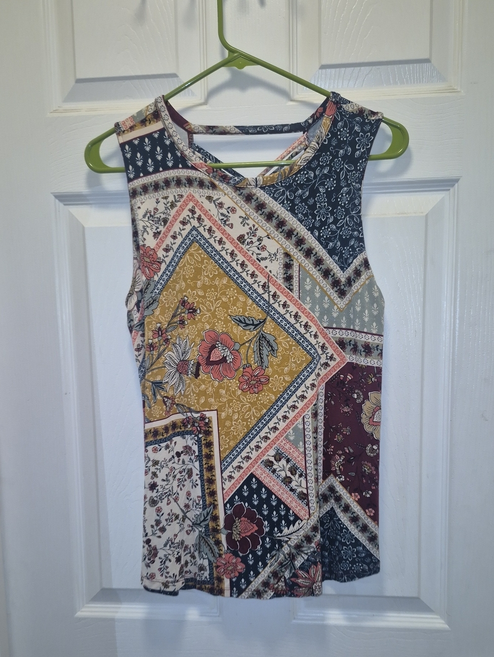 Maurices Multi-Color Floral Patchwork Tank Top